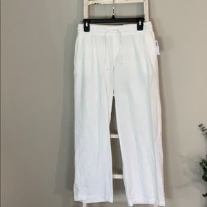 NWT!  White linen wide leg pants xs
